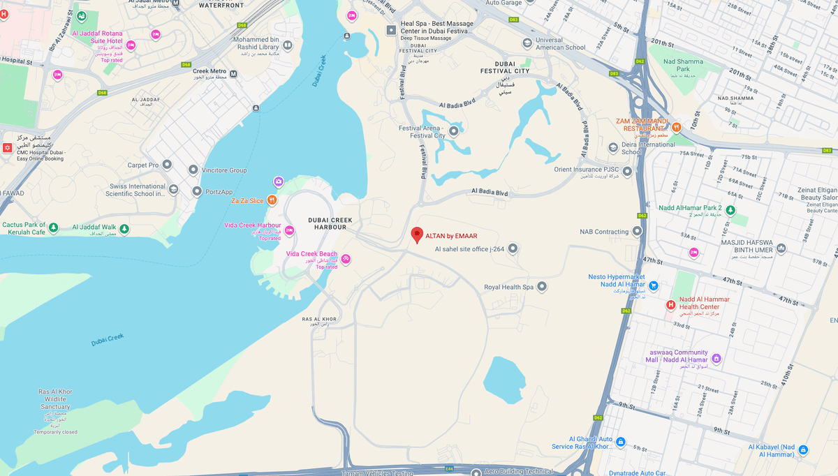 Google Maps - Dubai Creek Harbour Location
